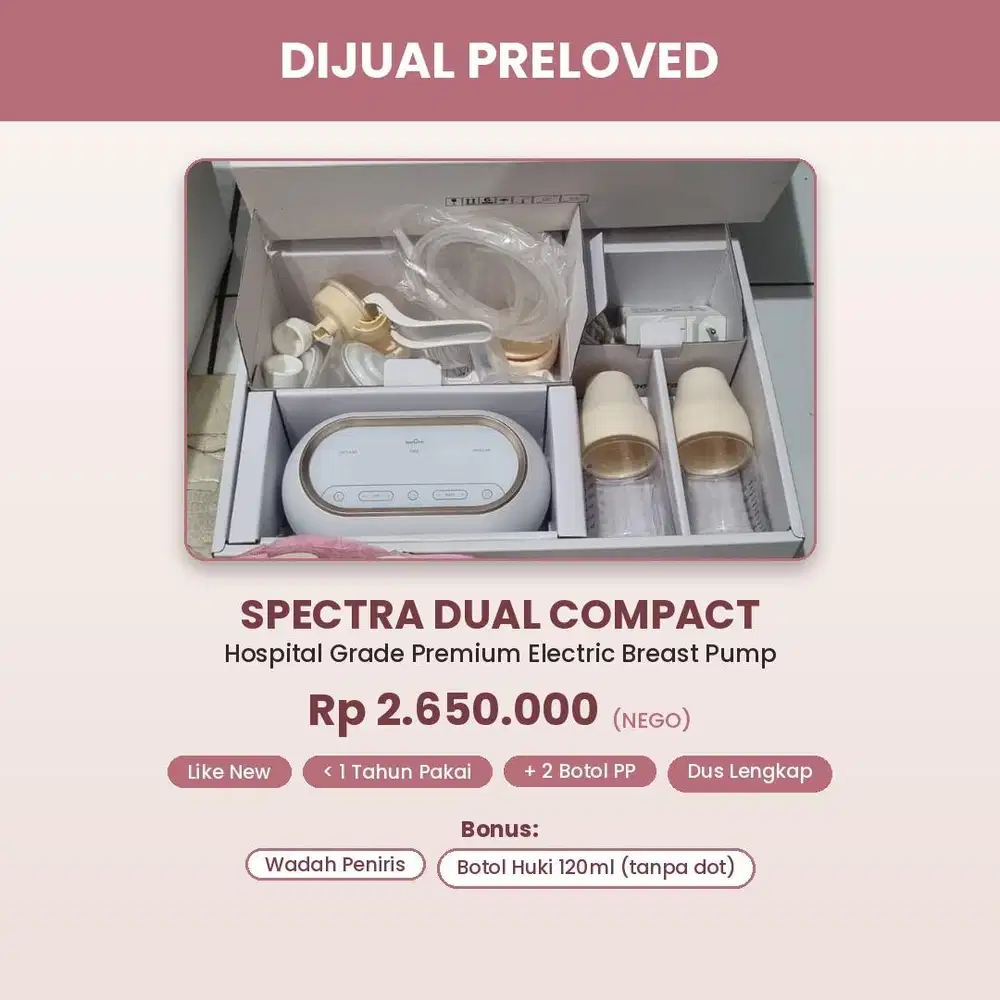 DIJUAL BREAST PUMP SPECTRA DUAL COMPACT - LIKE NEW!