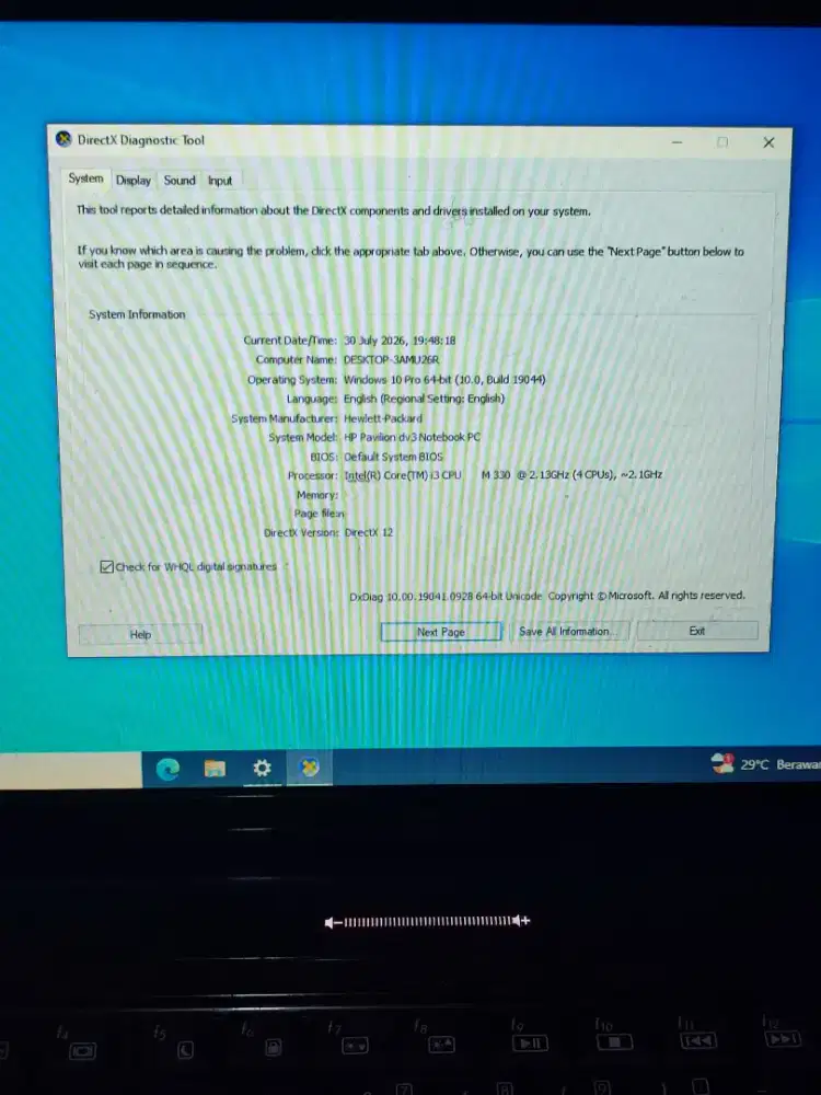 Laptop HP Pavilion DV3 4Gb 320Gb Core i3