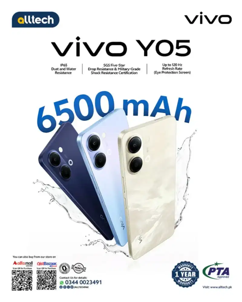 vivo Y05 - Desain Premium, 6500mAh Tahan 3 Hari, IP65 Tahan Hujan,