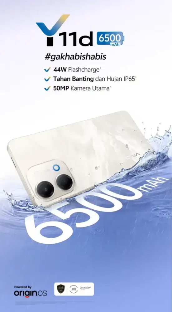 vivo Y11d -6500mAh + 44W FlashCharge, Tahan Banting, 50MP Kamera Utama