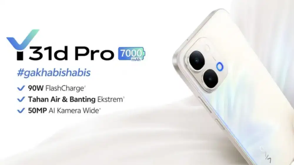 vivo Y31d Pro -Desain Satin 3D 7000mAh Baterai NonStop&90W FlashCharge