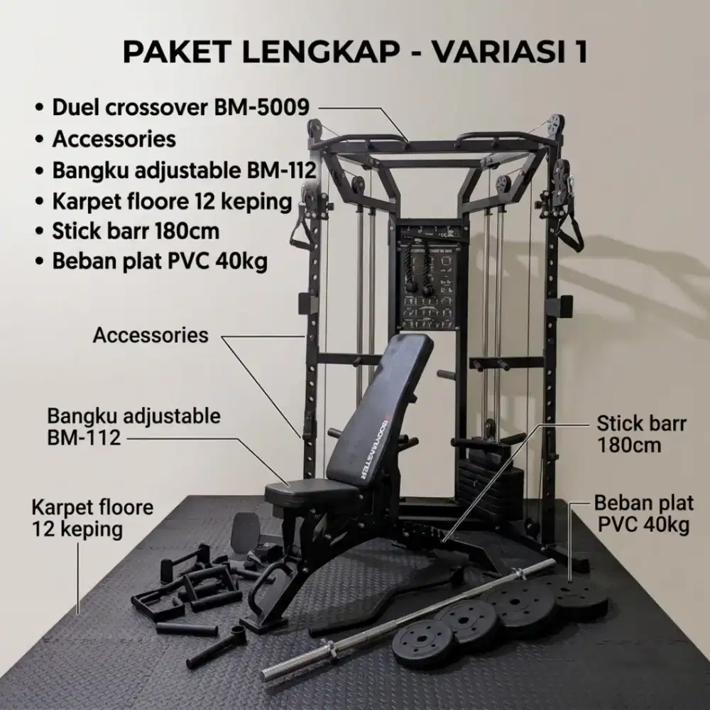Alat fitnes Duel cable crossover BM-5009 Alat Fitnes gym Multipungsi