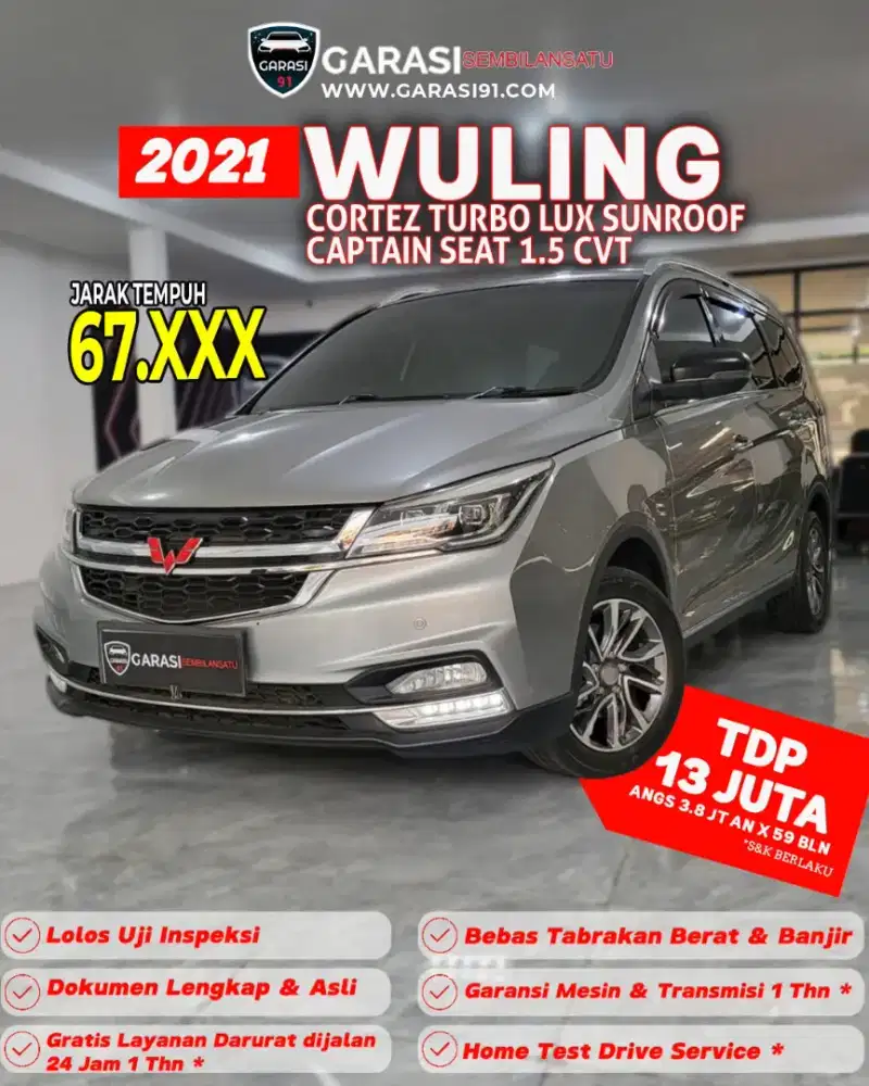 ‼️[ TDP 13 Jt] ‼️Wuling Cortez turbo Lux sunroof Cvt 2021