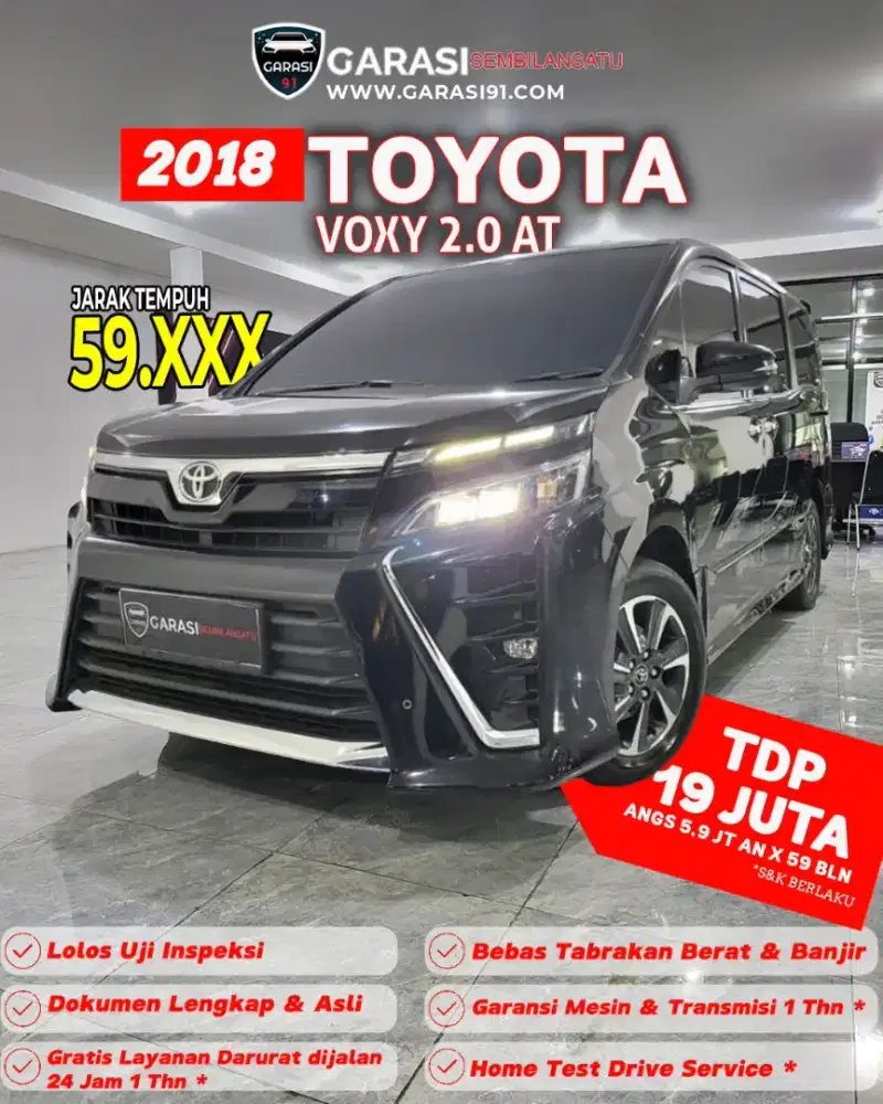 ‼️[ TDP 19 Jt ] ‼️Toyota Voxy 2.0 At 2018 Low Km