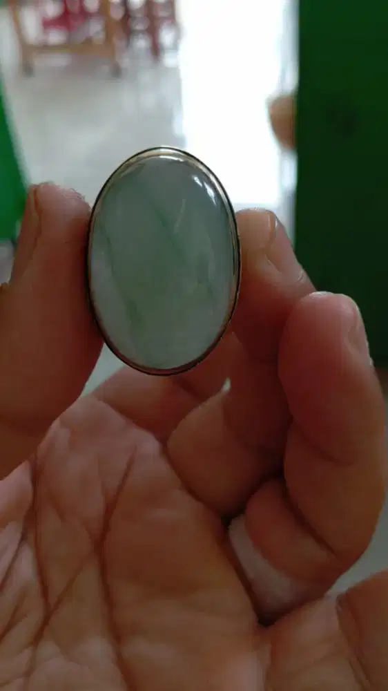 Batu giok Burma grade A warna Apple green