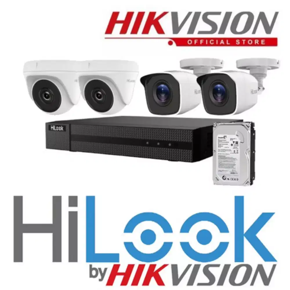 Paket cctv hilook 8 ch 4 kamera 2mp