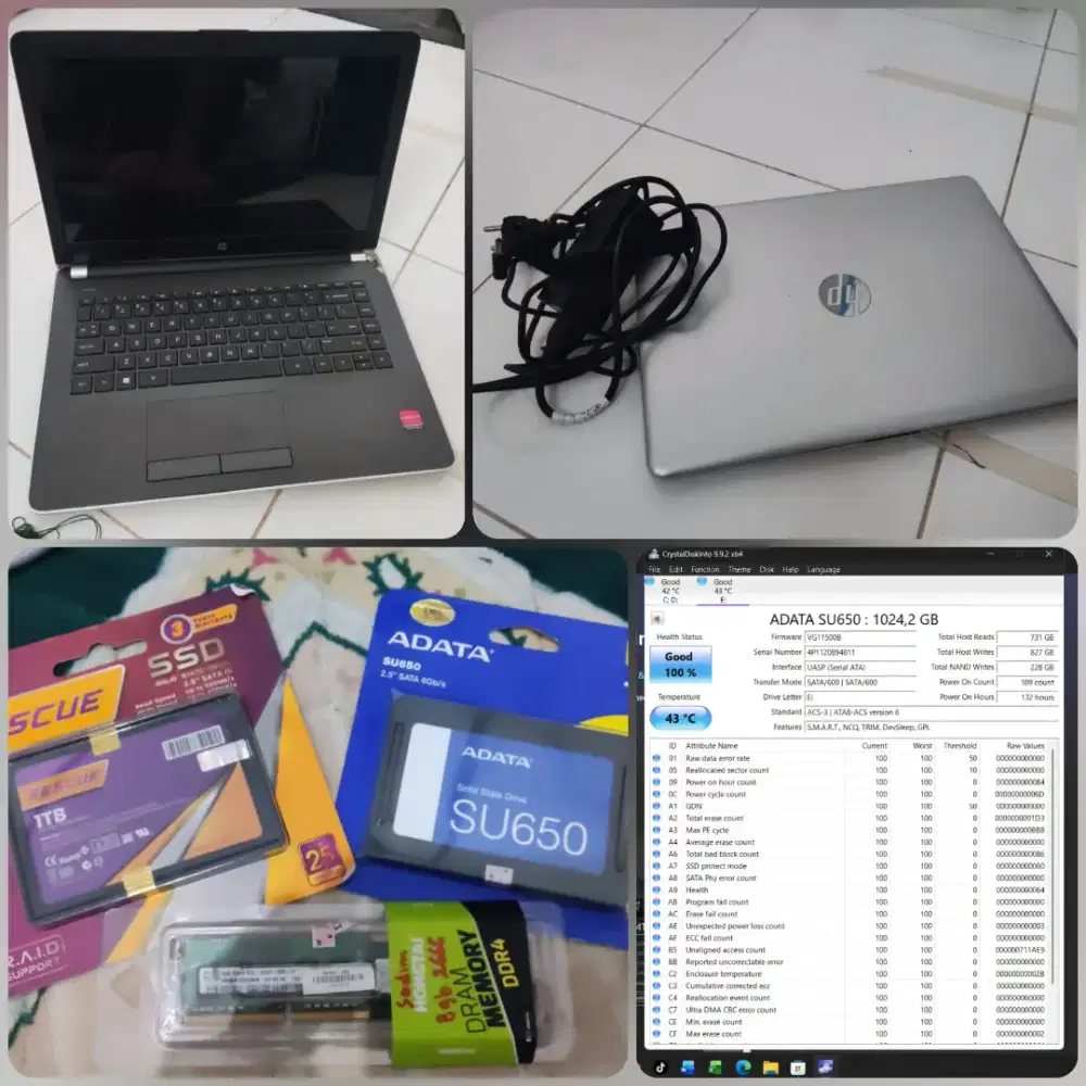 SSD internal, RAM, & laptop