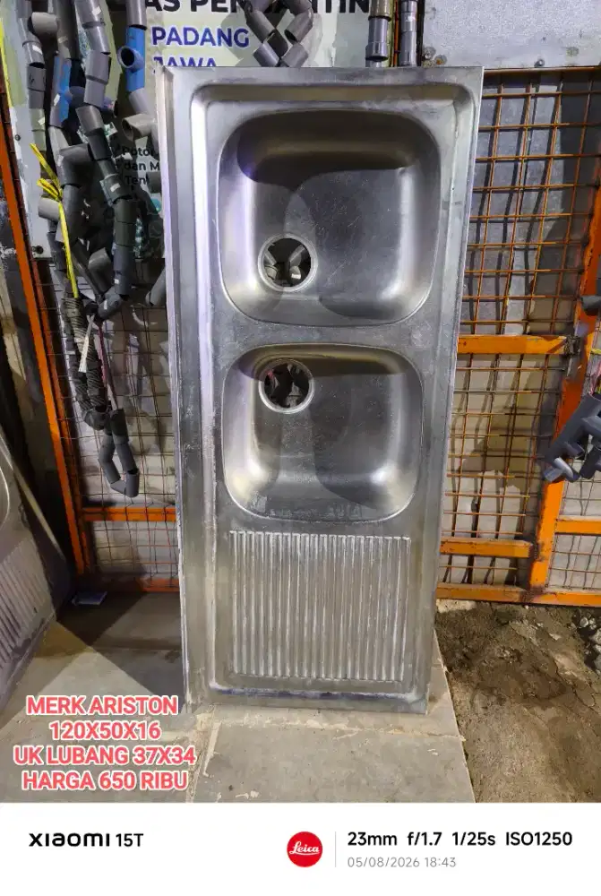 WASHTAFEL WESTAFEL SINK STAINLESS 2 LUBANG SAYAP 120x50x16 BEKAS SEKEN