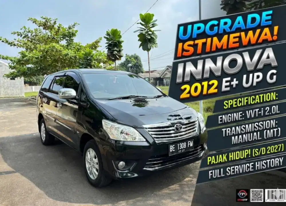Innova 2012 plat BE kota metro, E+ upgrade G, pajak hidup panjang