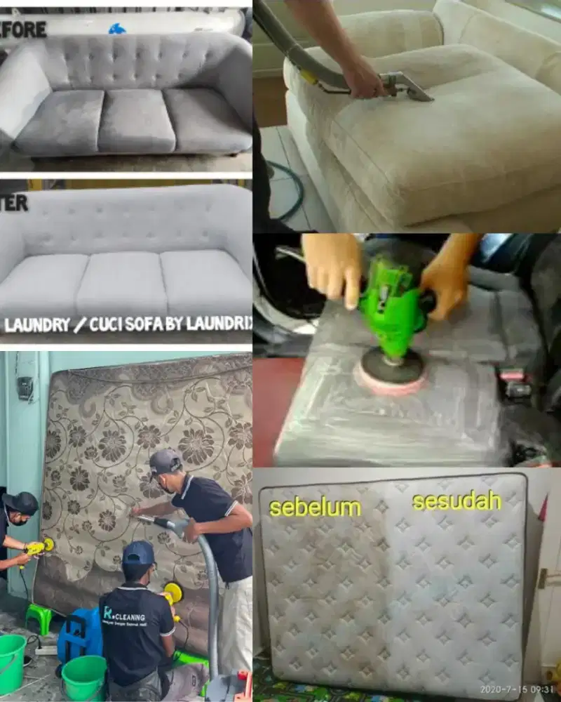 Cuci Sofa, Cuci Springbed/Kasur, Cuci Plafon Mobil, Cuci Jok Mobil.