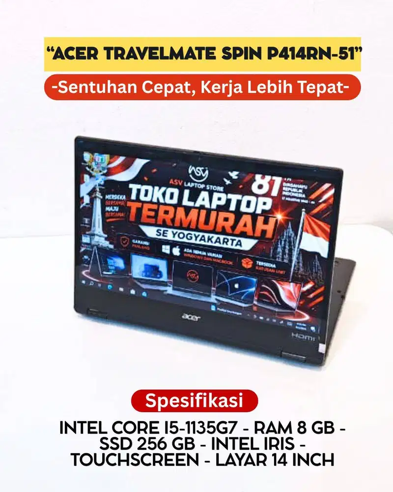 ACER TRAVELMATE SPIN P414RN 51 I7 GEN 11 RAM 8GB SSD 256GB TOUCH FLIP