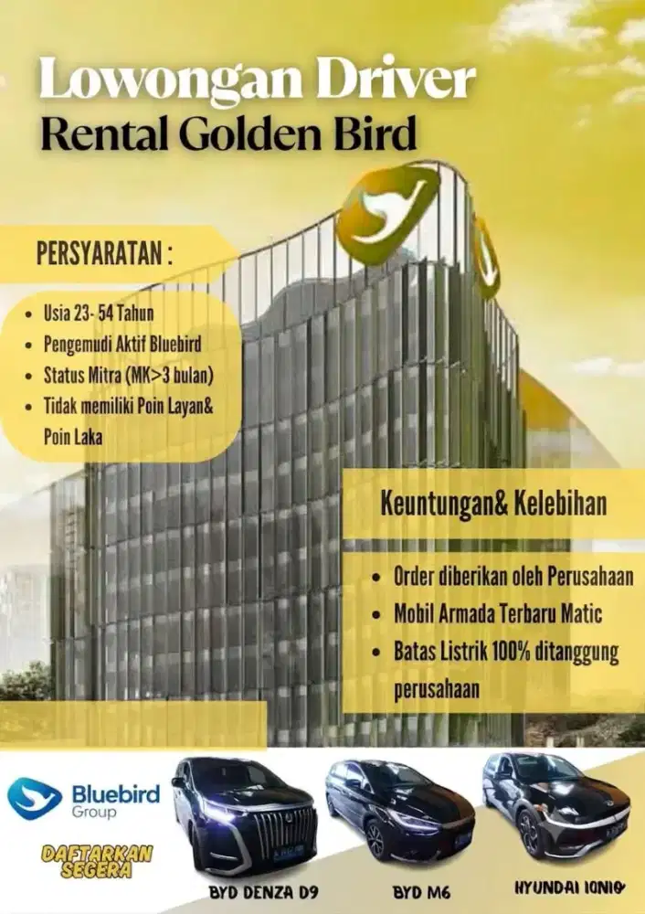 Lowongan Driver Rental Golden Bird