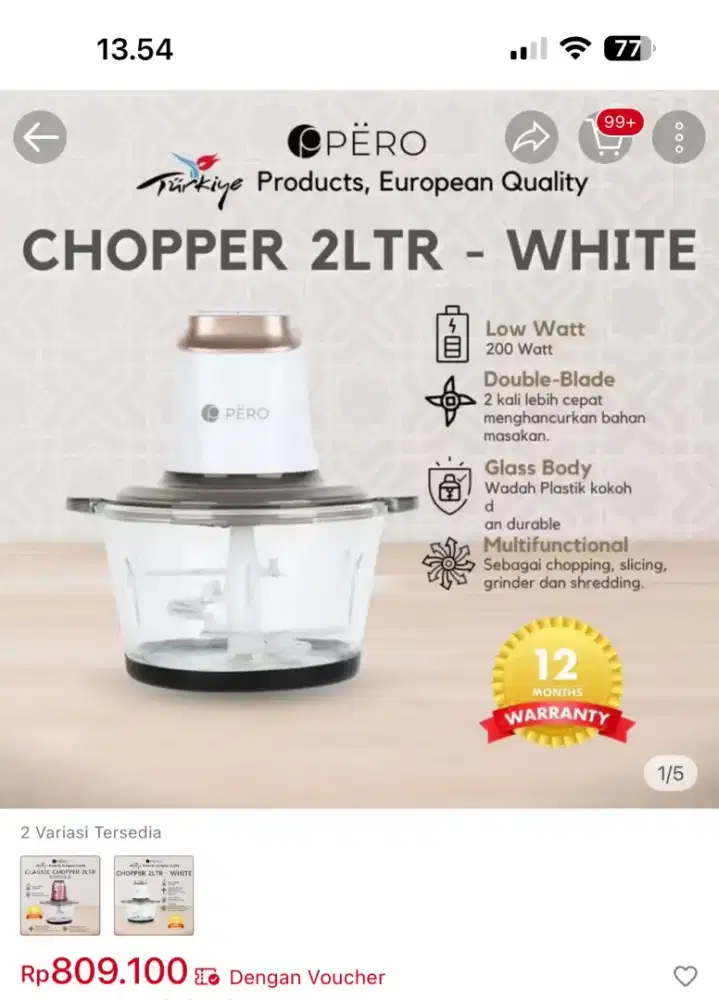 Pero Glass Chopper 2L