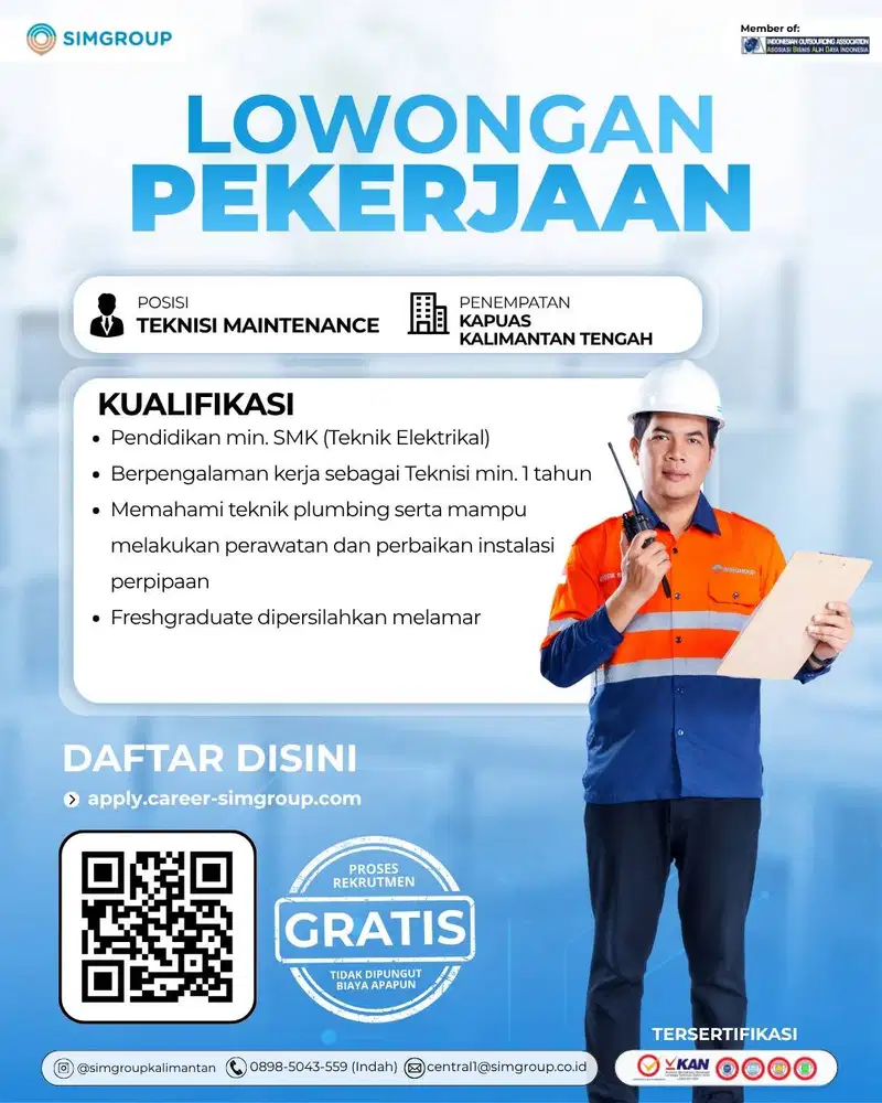 TEKNISI MAINTENANCE (KAPUAS)