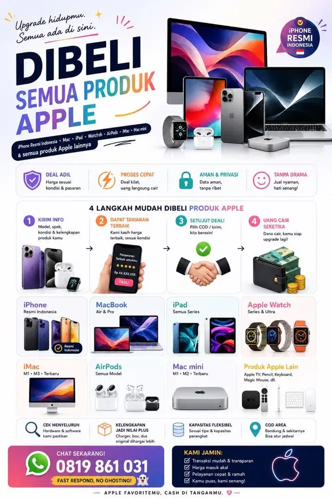 Dibeli ditampung semua jenis macbook pro air all seri m1 m2 m3 m4 m5