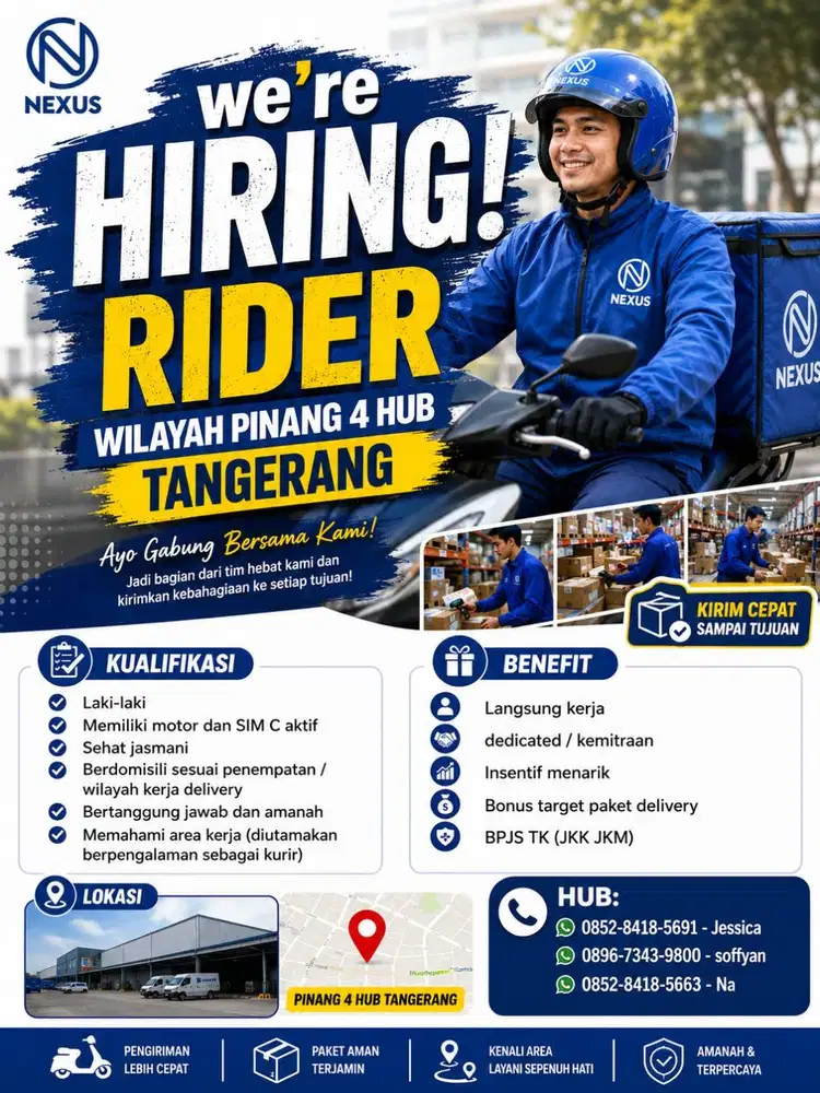 LOKER KURIR MOTOR PINANG HUB