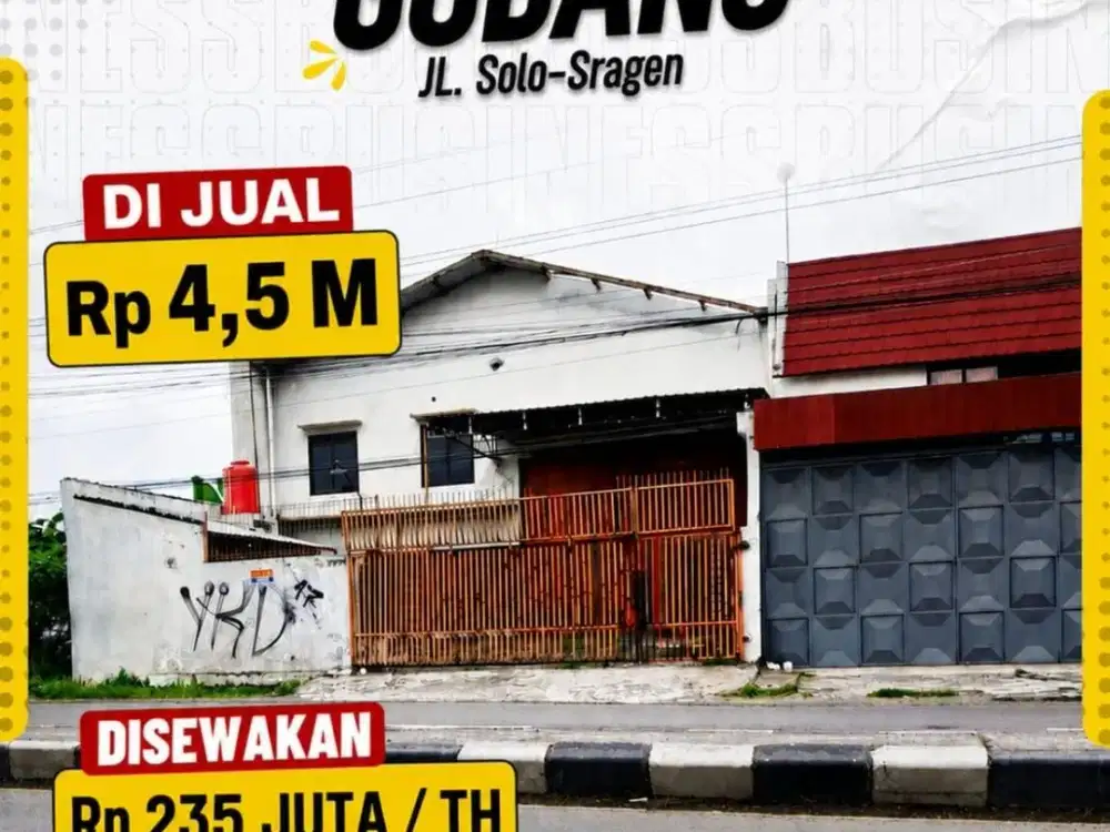 Gudang 900m Di Jl Raya Solo Sragen Masaran Dekat Tol Akses Kontainer Kawasan Pergudangan