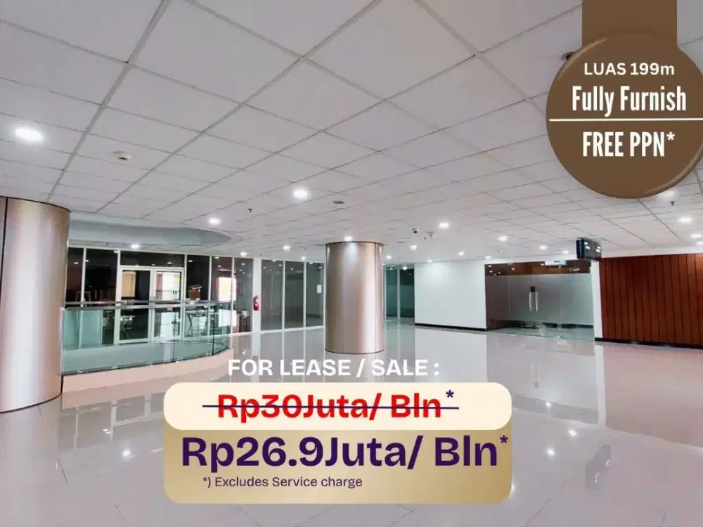 FREE PPN 0%. Sewa kantor office fully furnish [199m] PRAXIS Genteng dekat siloam tunjungan
