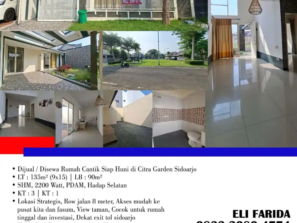 Dijual / Disewa Rumah Cantik Siap Huni di Citra Garden Sidoarjo
