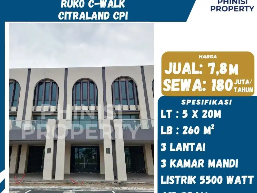 Jual / Sewa Ruko C- Walk Citraland CPI