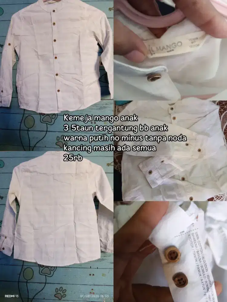 KEMEJA MANGO KIDS 3-5TAHUN