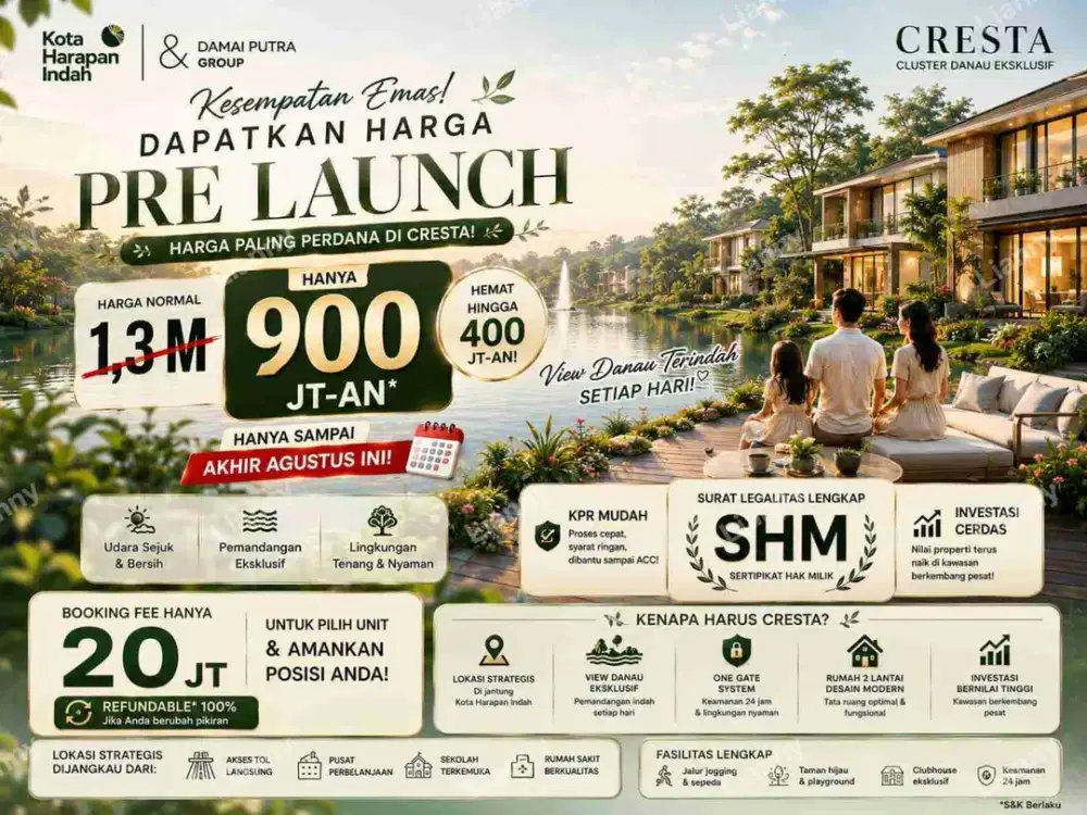 Rumah dengan View Danau yang Menenangkan | Harga Perdana Rp900 Jt-an | Unit Terbatas!