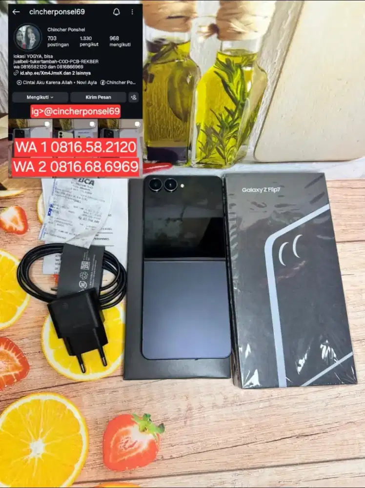 Jual hp Samsung Z Flip 7 5g likenew istimewa grsn AKTIF nota terlampir