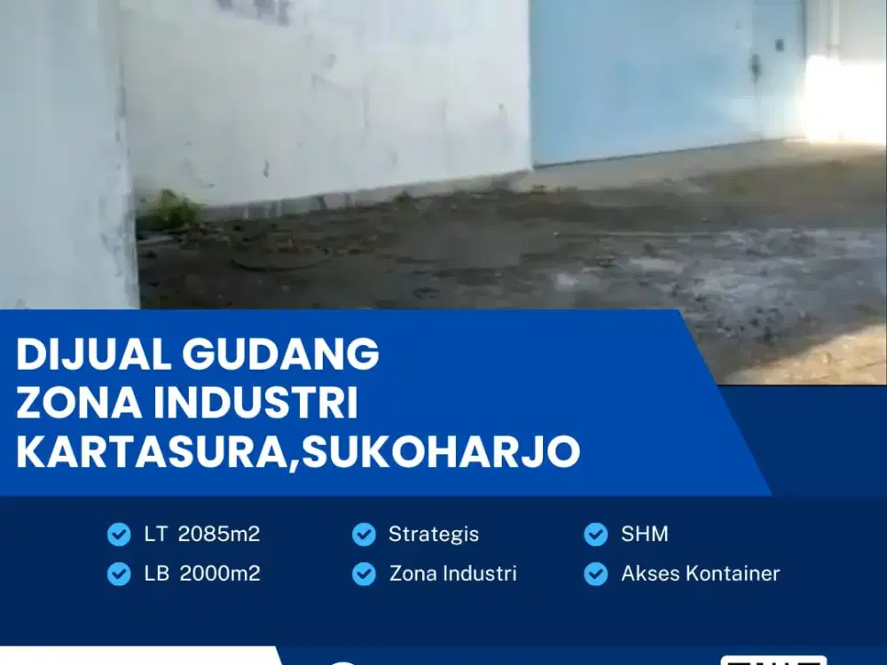 Dijual Gudang Industri Lokasi Super Strategis Kartasura, Sukoharjo Luas 2085m2 BU!!