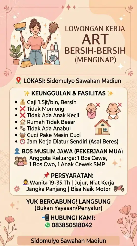 Dibutuhkan Art.wajib menginap