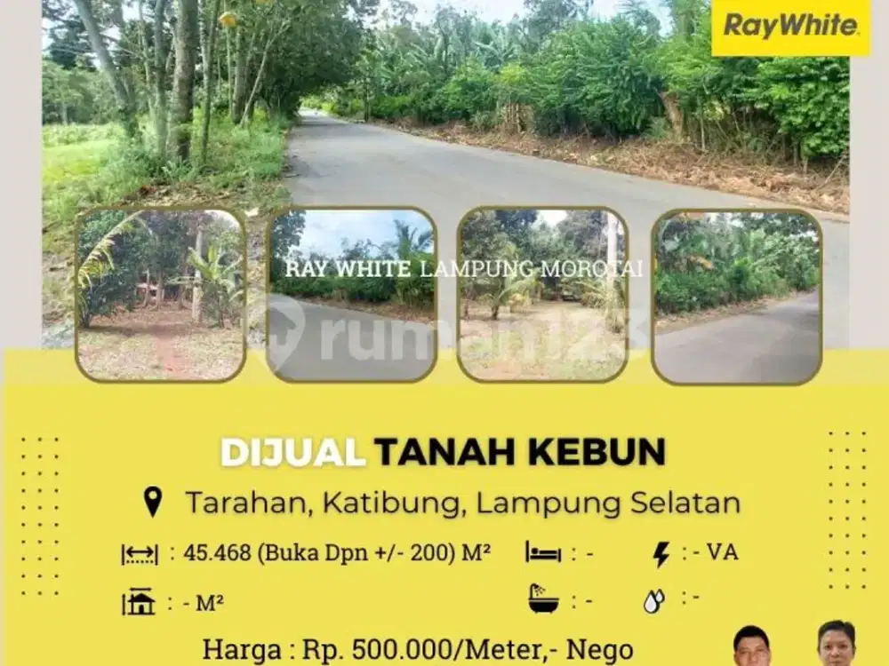 Dijual Tanah Kebun yang Berlokasi di Tarahan, Katibung, Lampung Selatan.