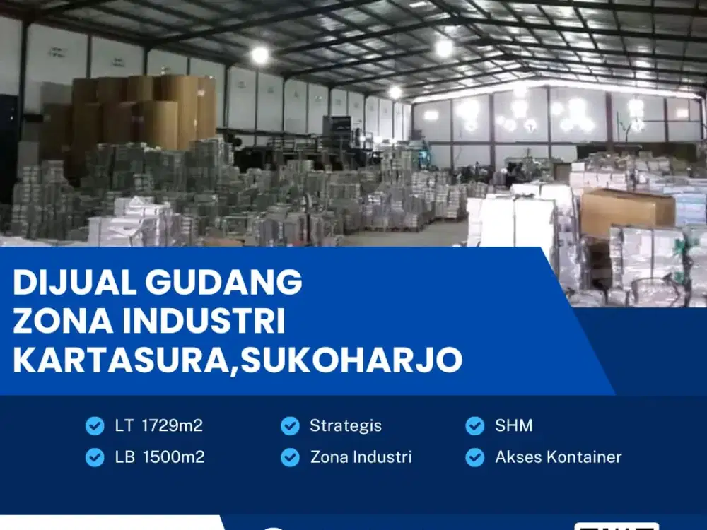 Dijual Gudang Industri Lokasi Super Strategis Kartasura, Sukoharjo Luas 1729m2
