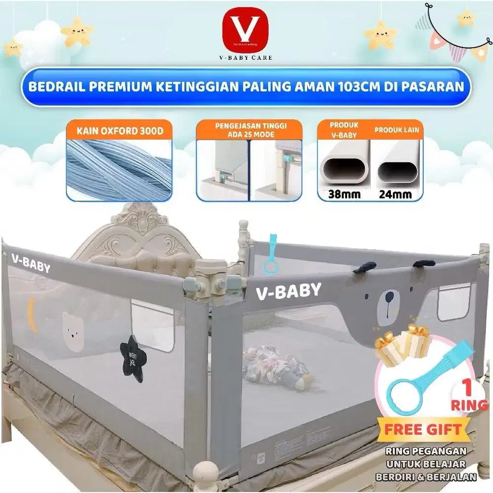 V-Baby Care / Bedrail Baby / pembatas Bayi safety 2 ukuran PL