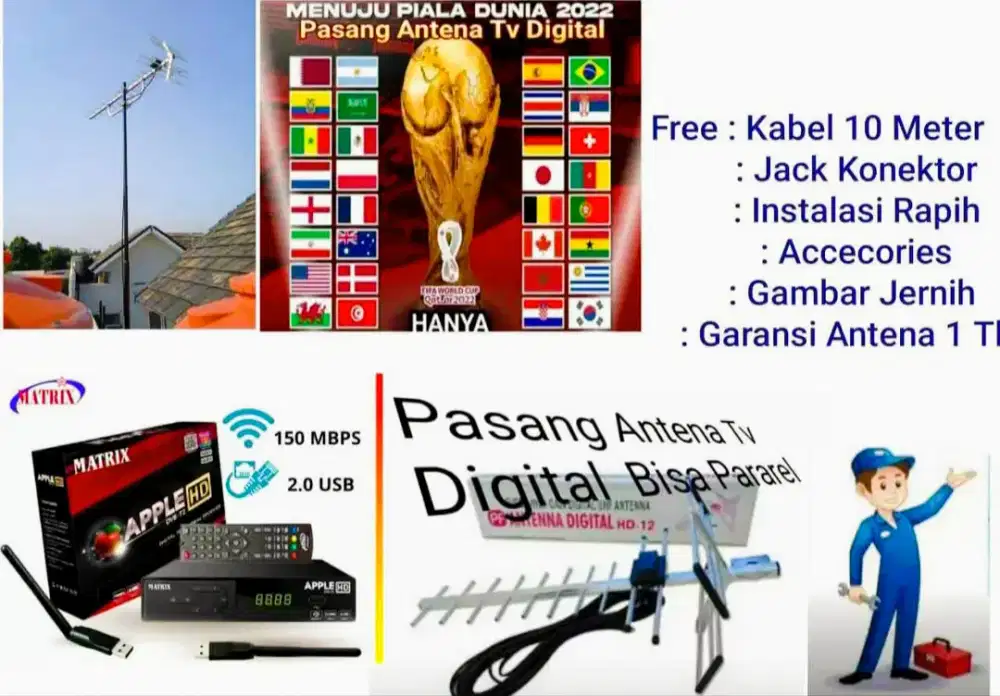 Spesialis Teknisi Pemasangan Signal Antena TV Android Smart TV Digital