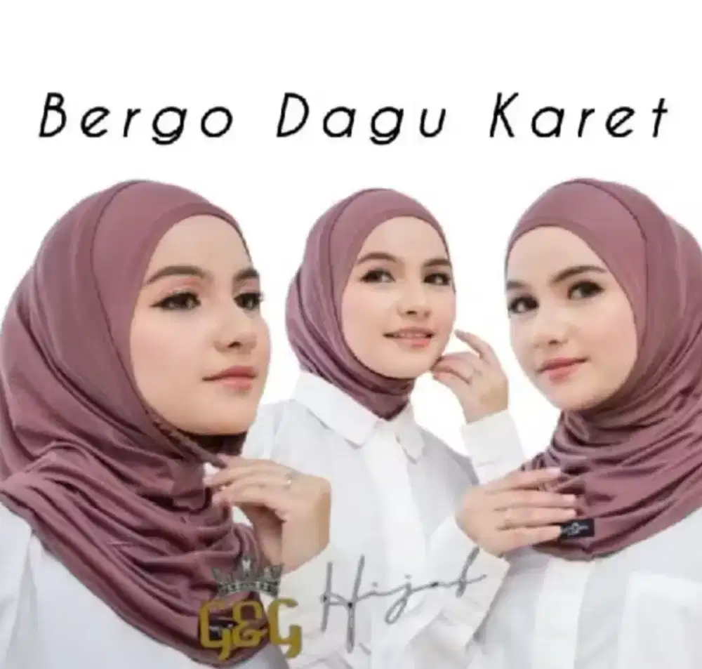 Hijab bergo karet dagu bahan rayon premium ukuran M