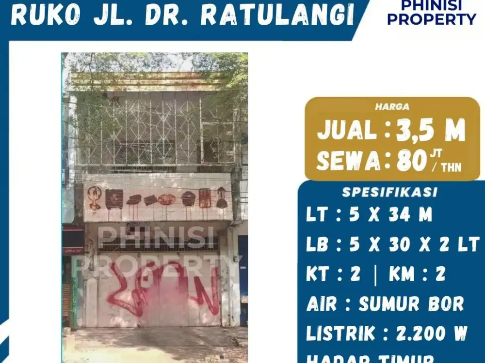 Ruko Strategis Jual / Sewa di Jl. Dr. Ratulangi Makassar