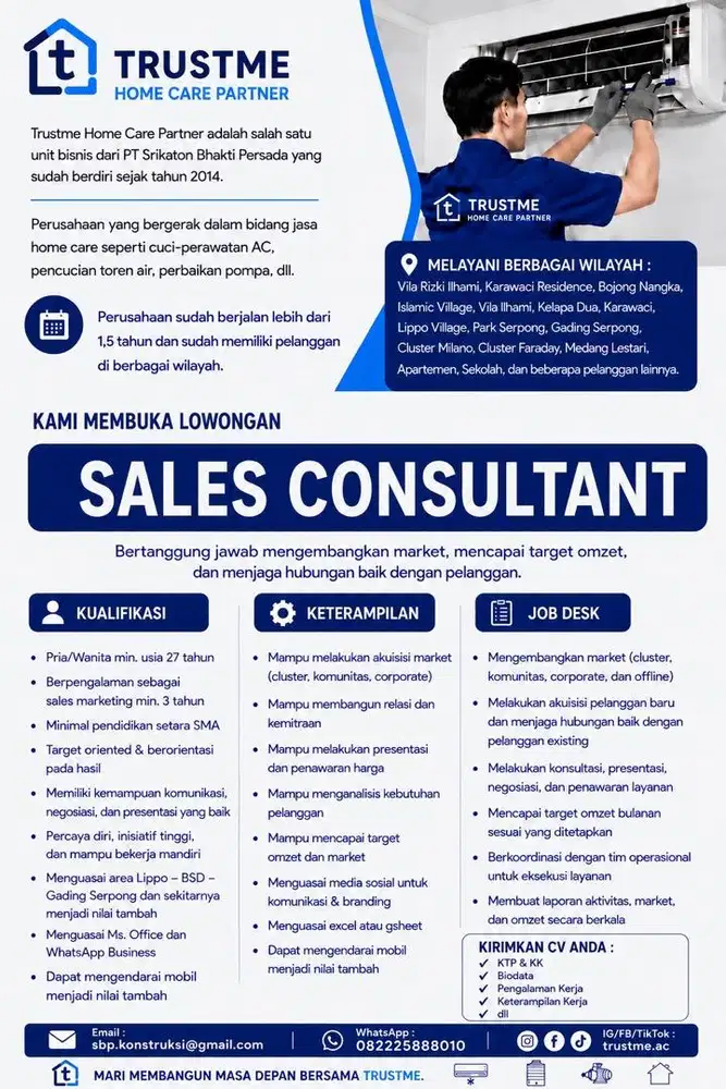 DICARI SALES CONSULTANT BERPENGALAMAN DAN JAGO JUALAN