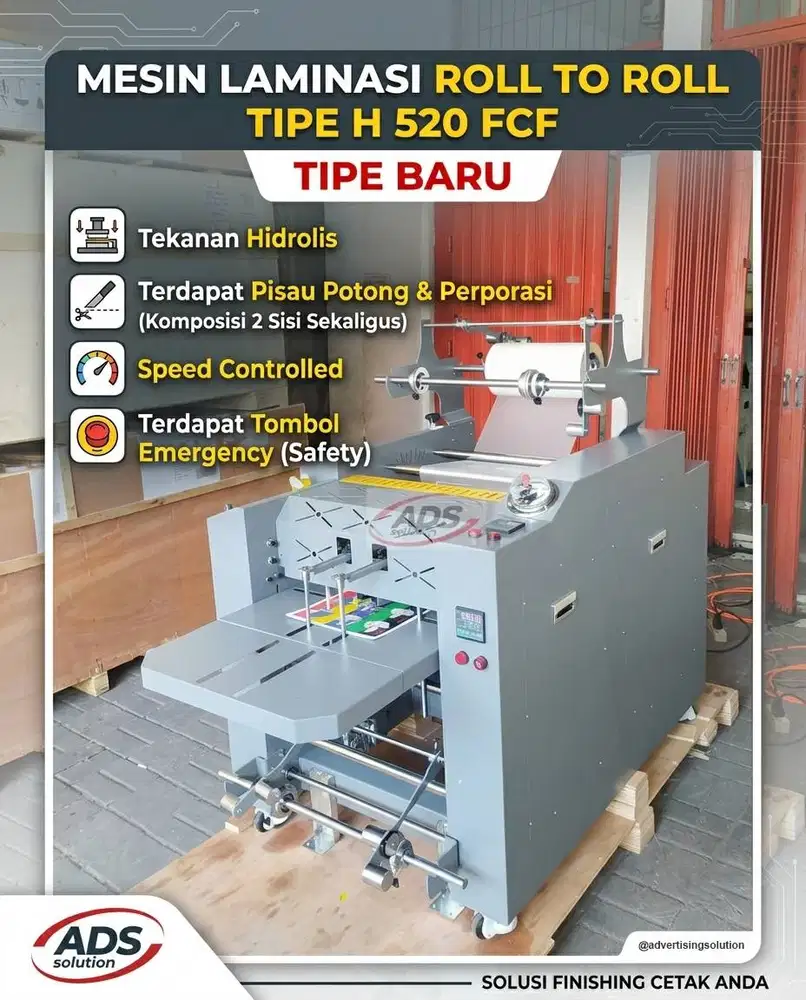 MESIN LAMINASI ROLL TO ROLL TIPE H 520 FCF TIPE TERBARU (AUTO FEEDER)