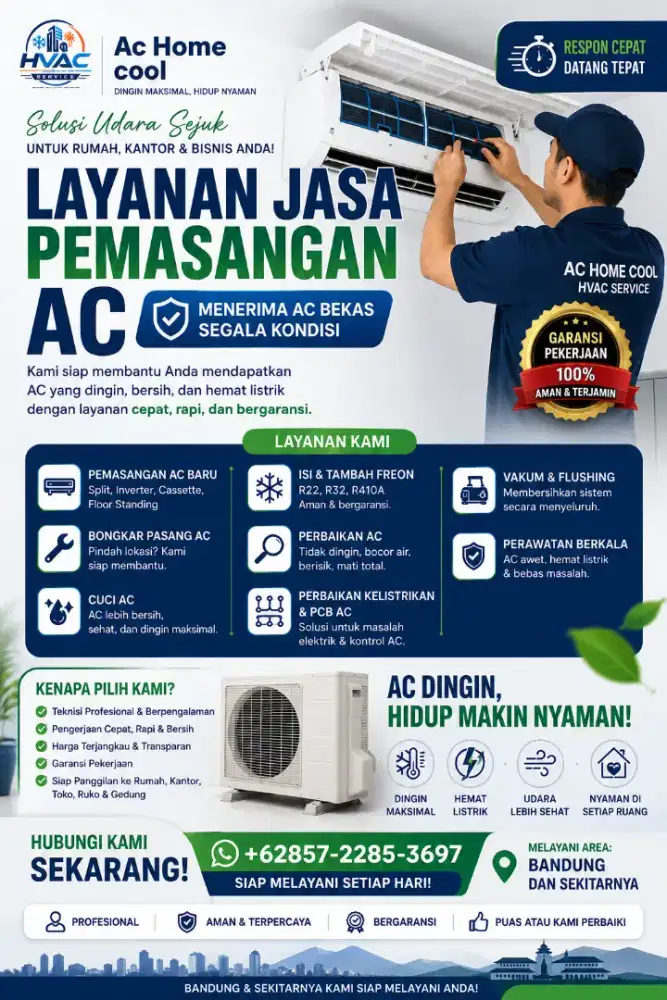 SERVIS AC BERGARANSI • HARGA TERJANGKAU • HASIL MEMUASKAN