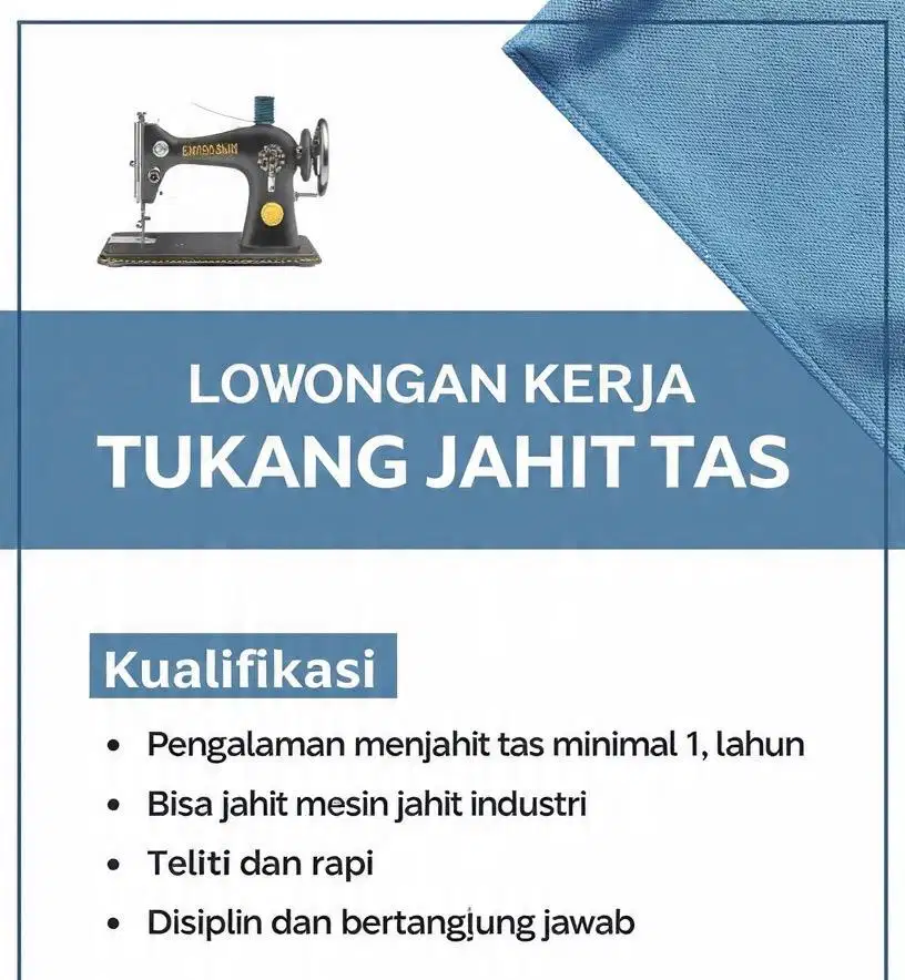 Lowongan kerja tukang jahit Tas