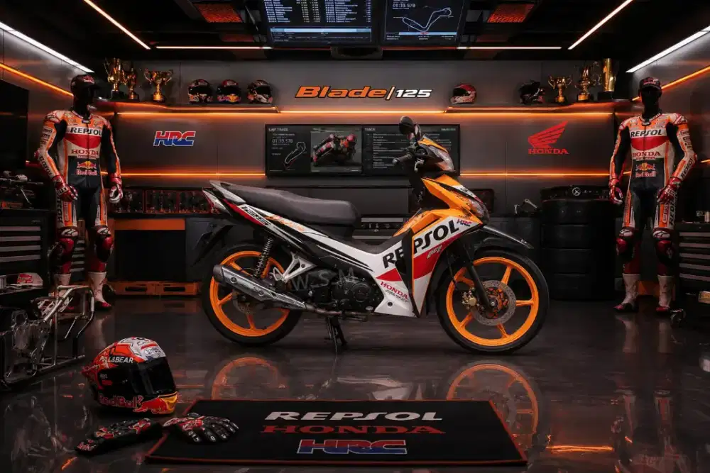 Honda Blade New Repsol 125 Doble Disc 2016Antik Orian Murah Kumplit