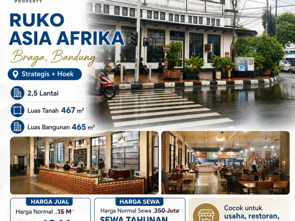 Dijual dan Sewa Ruko Asia Afrika Lokasi Posisi Hook Bandung