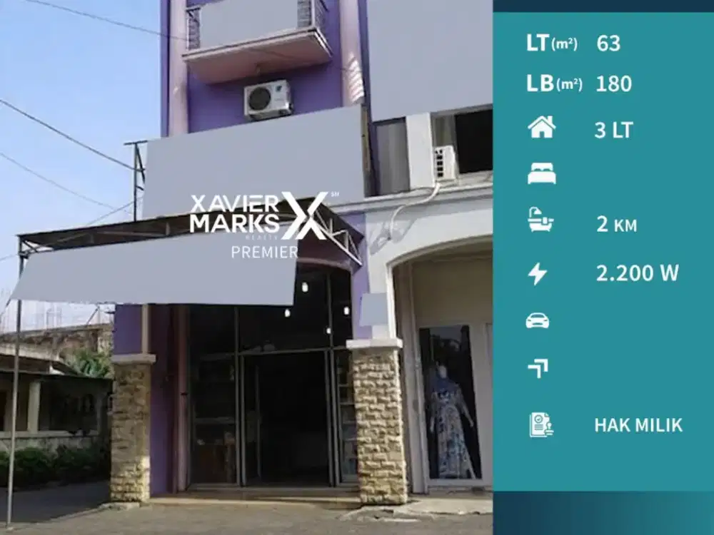 Dijual Ruko 3 Lantai Kawasan Bisnis Nol Jalan Soekarno Hatta Malang