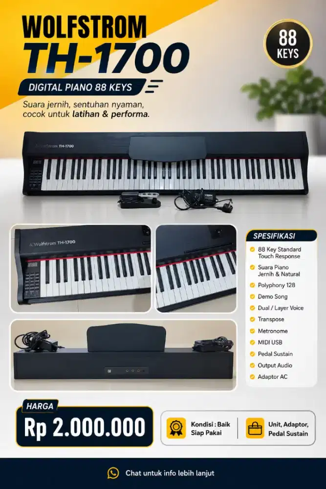 Piano Digital Wolfstrom TH-1700, bisa tt gan