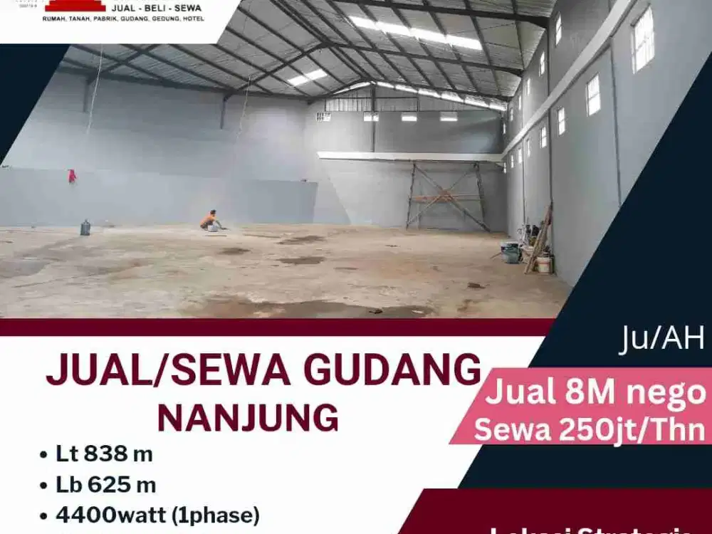 dijual/sewa gudang lokasi strategis di nanjung