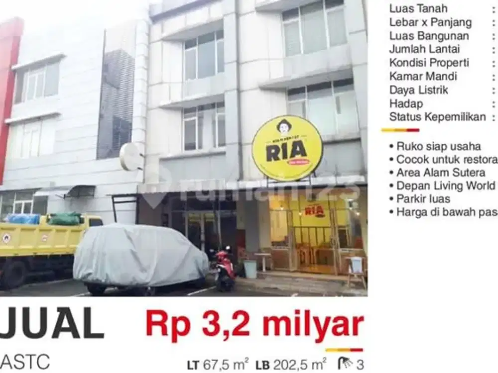 Ruko Alam Sutera 3 Lantai Ruko Astc Akses Mudah Kawasan Ramai