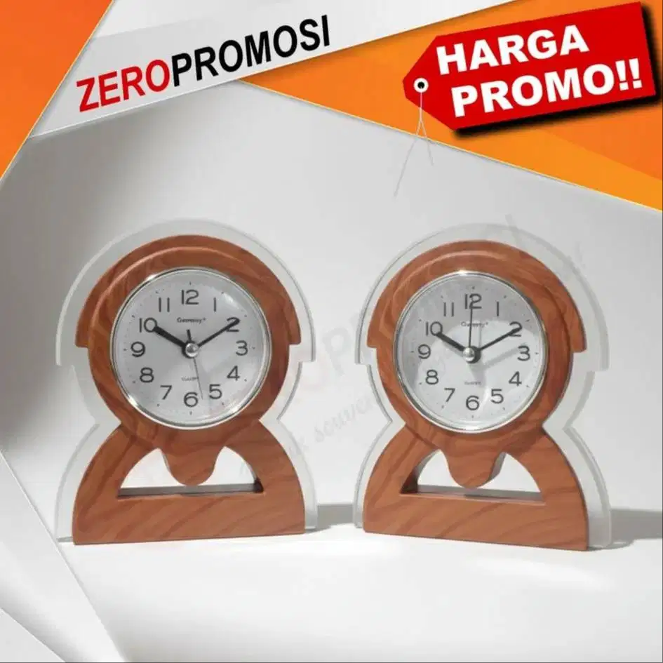 Souvenir Jam Meja Kayu JMK-02 Custom Logo Elegan & Fungsional