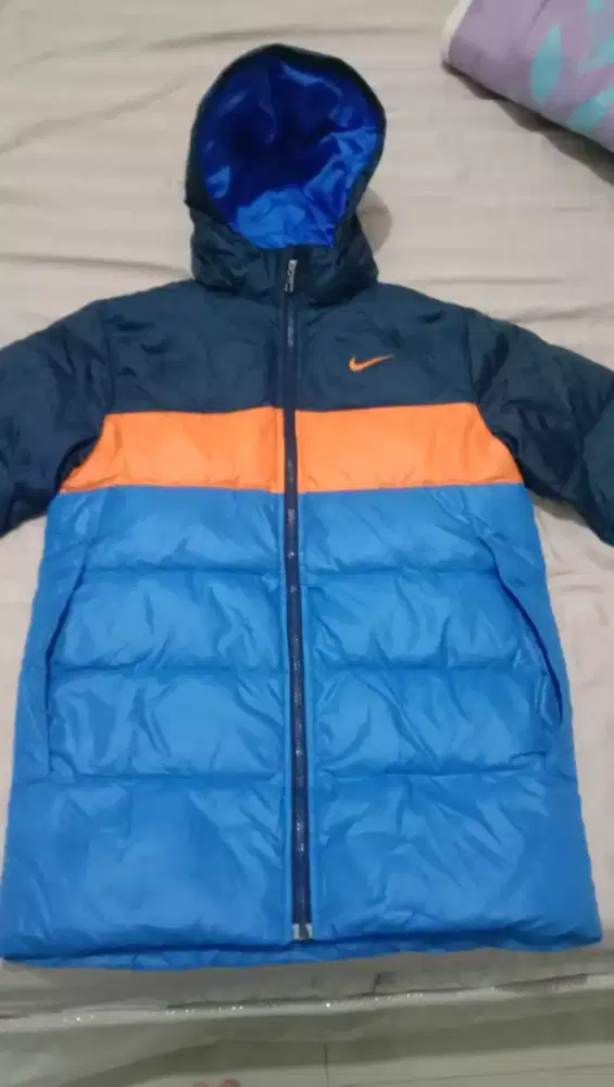 Jaket Nike Original Windbreaker Navy Orange Size L Kondisi Bagus