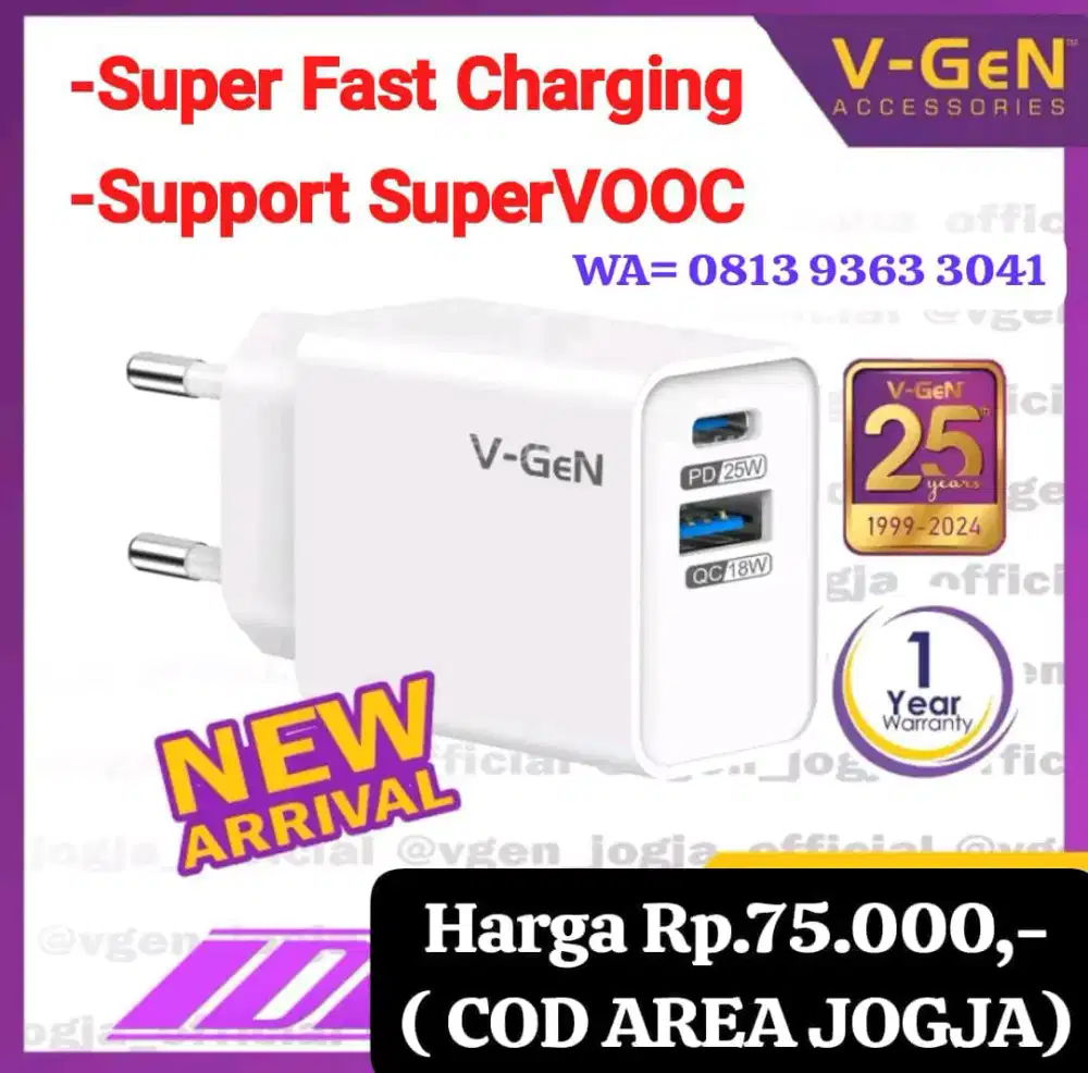 Charger Vgen 25W Support Samsung Super Fast