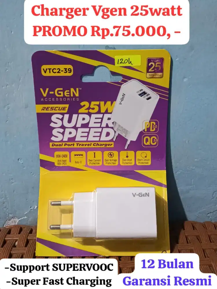 Charger Vgen 25watt ( SAMSUNG SUPER FAST CHARGING  )