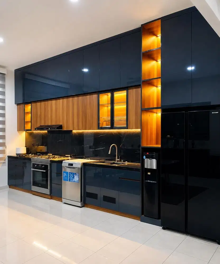 interior desain kitchen set kamar set wardrobe lemari backdrop tv
